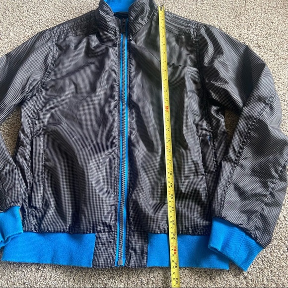 Forever 21 Men Black Blue Grid Windbreaker Jacket Size Medium - Picture 11 of 11